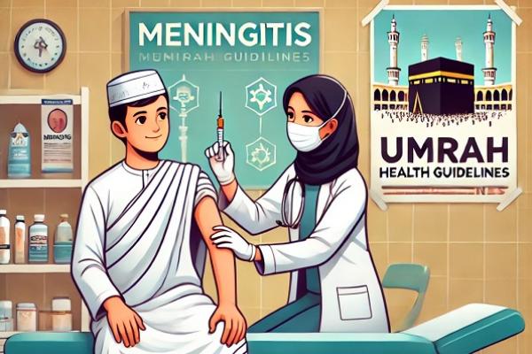 Ilustrasi proses vaksinasi meningitis untuk jamaah umrah