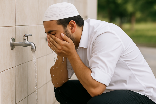 Ilustrasi umat Islam saat Wudhu sebelum menjalankan shalat
