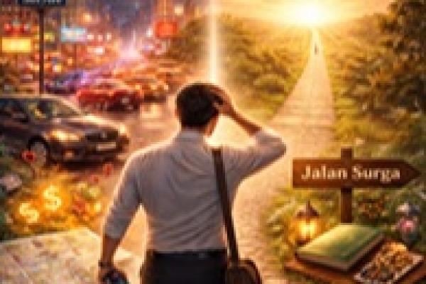 Ilustrasi foto jalan dunia dan surga