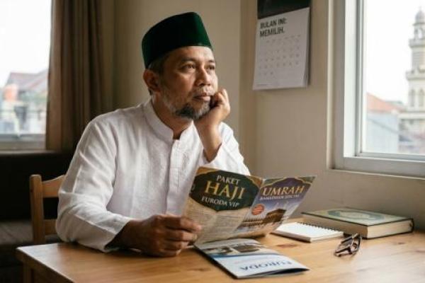 Ilustrasi foto memilih haji atau umrah