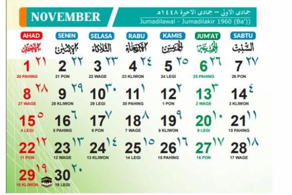Kalender Islam Bulan November 2026, Lengkap dengan Jadwal Puasa Ayyamul Bidh